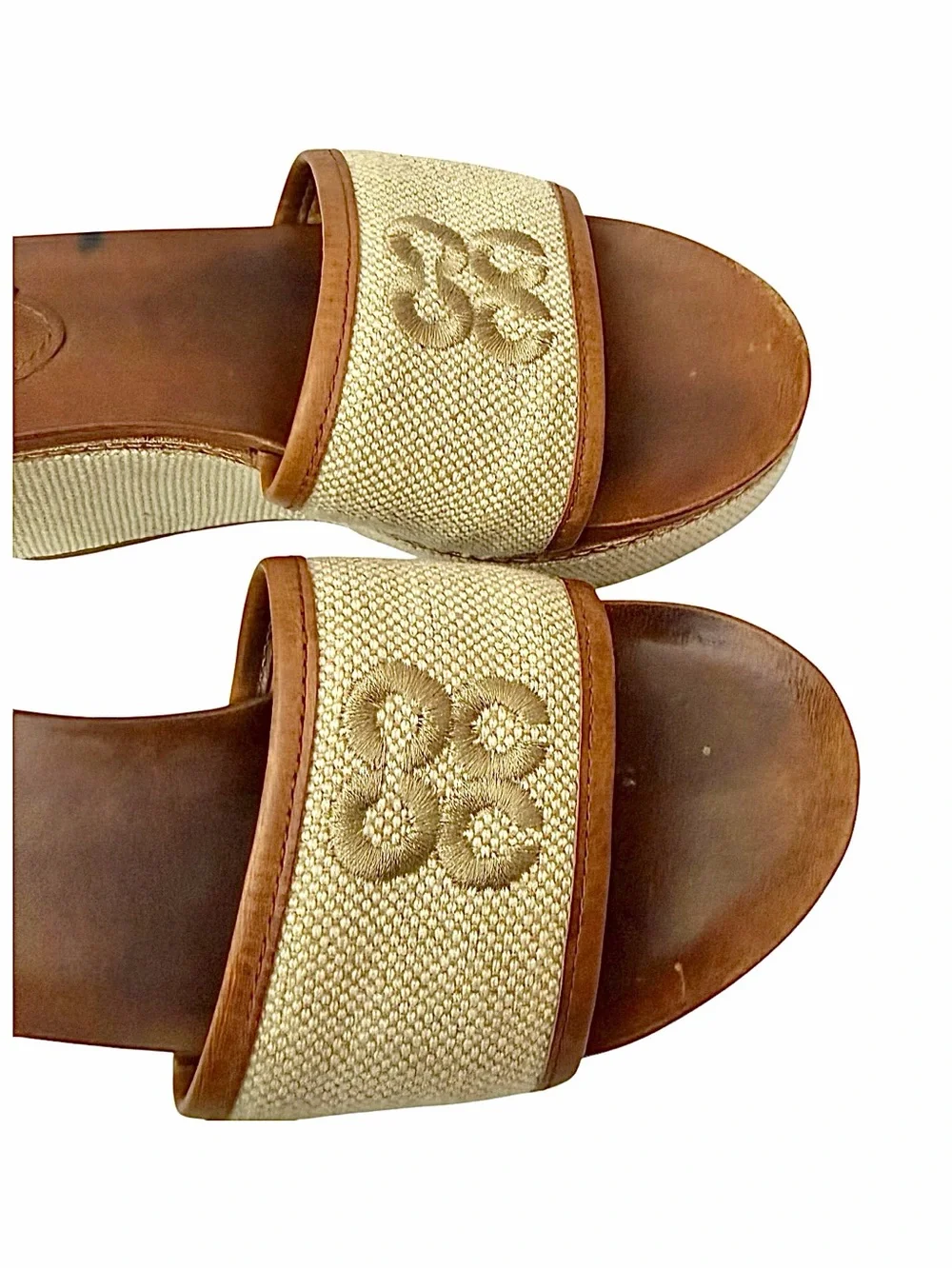 Coach Jaci Wedge Sandals Women’s 6.5M Natural Linen Summer Espadrille